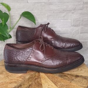 Vintage Allen Edmonds Polo Sharkskin And Brown Aniline Calf Saddle Shoe Size 10B
